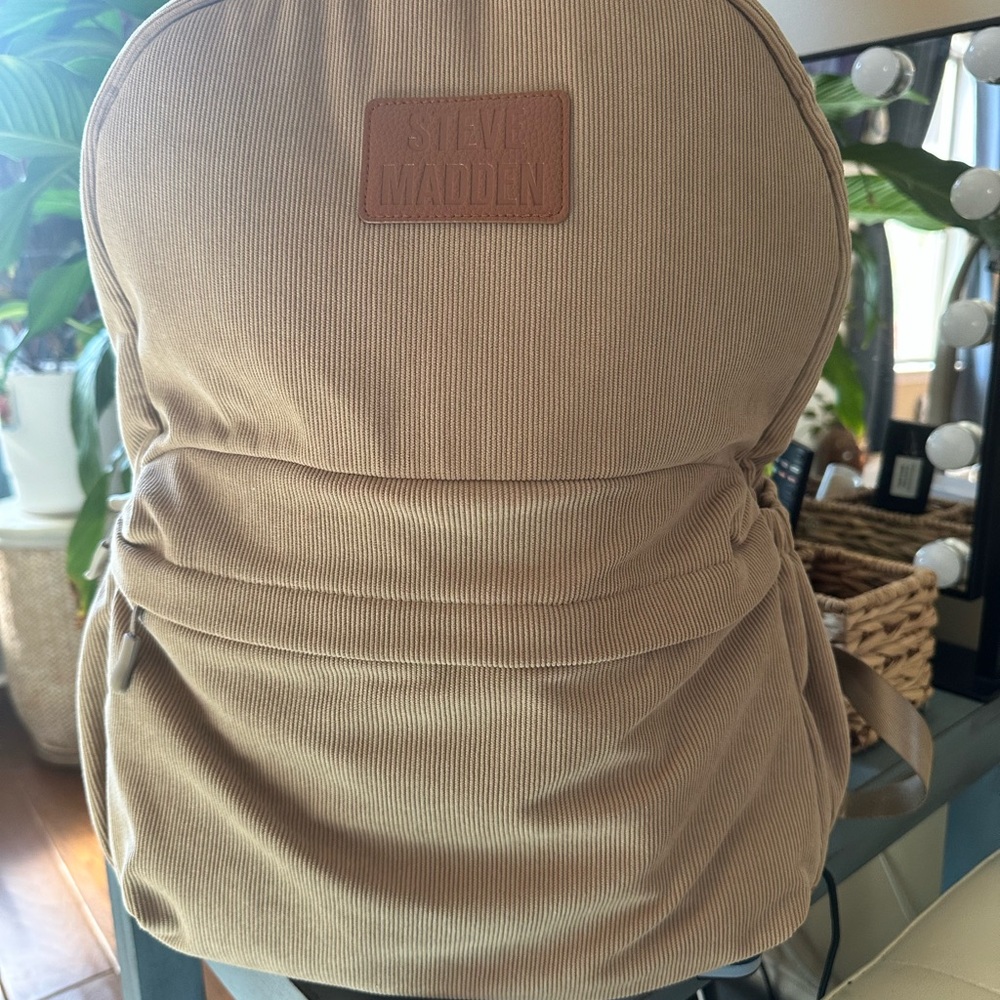 NWT Unisex Steve Madden camel Corduroy Laptop Large Backpack Bag